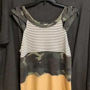 New! Strappy Tank!! Stripes and camo!!